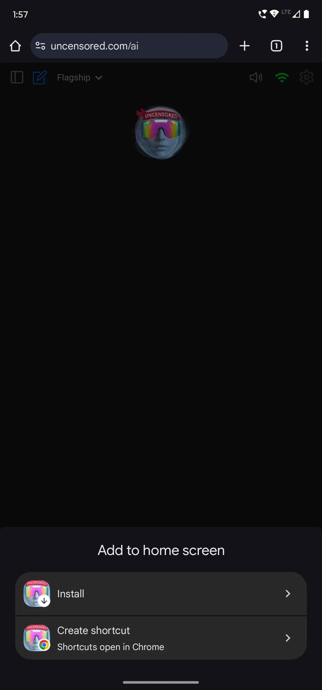 Bottom sheet with Install and Create shortcut options