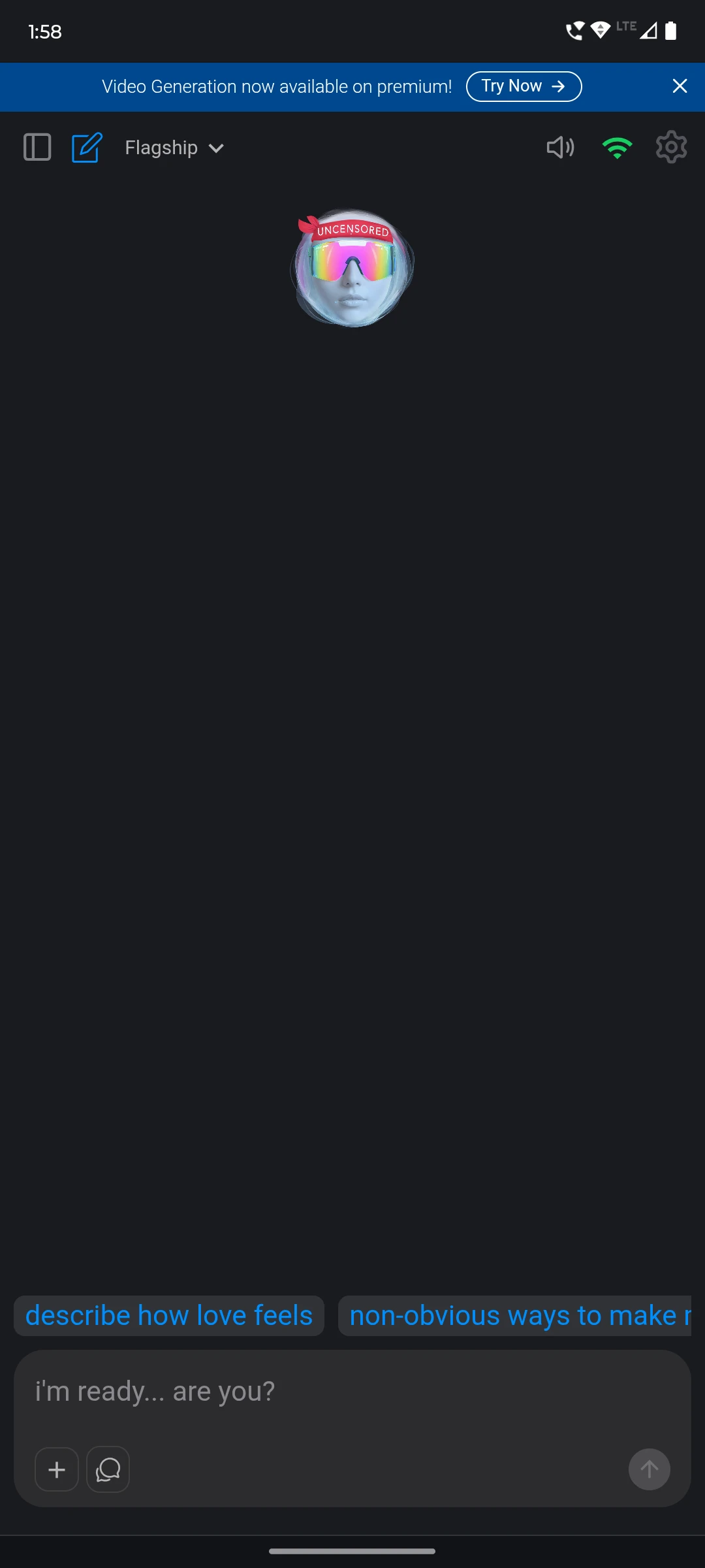 Full-screen Uncensored AI app running as a standalone PWA